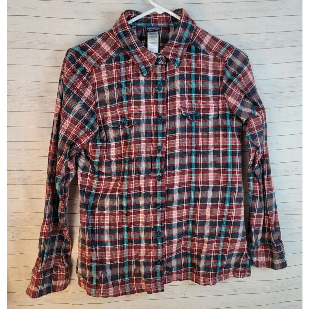 Patagonia Fjord Organic Cotton Plaid Flannel Shirt, sz 4